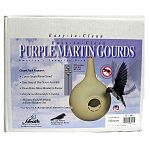 The Easy Clean Deluxe Purple Martin Gourd is a starling resistant gourd that makes a safe, dry home for your backyard purple martins. Made of durable plastic and has a drainage hole at the bottom to keep nest dry. Easy to clean. May be hung.