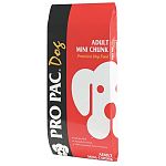 PRO PAC Adult Chunk and Mini Chunk Superpremium formulas are specially designed for the normally active adult dog. PRO PACs Superpremium nutrients provide for strong bones. 16.5 lbs.