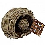 Provides your pet with a hideout, chew toy and play toy all in one. Made from natural sisal material and includes attached wooden chews and a hanging sisal ball for playing. Wood and sisal material are excellent chewing materials and promote good dental h