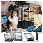Folding, Metal and Portable dog crate. MIDWEST Life Stages crates become your dog's home for life! The Life Stages series cuts housetraining time in half by keeping your puppy from eliminating in one end and sleeping in the other.