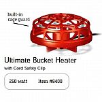 This bucket heater is designed to keep the warm enough in the bucket for drinking all winter long. Ideal for use in a variety of buckets and great for a variety of farm animials and dogs. Economical and doesn't use much electricity. 250 watt.