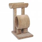 The Ultimate Kitty Nest 1 is nearly 3 feet high.  Features a tunnel, cat perch and thick carpetted poles for added scratching pleasure.  Measurements:  21x16x32 inches.