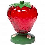 48 oz. capacity. The Perky Pet Strawberry Hummingbird Feeder features 3 ports and holds 48 ounces of nectar. The feeder reservoir is bright red to attract hummingbirds. The drip-resistant feeder base features three white flower feeding.