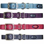 Hamilton Pet's durable webbed nylon dog collars with metal buckle and leash rings are tough and universally attractive. Walk your dog through the neighborhood in style in a collar in 4 new colors.