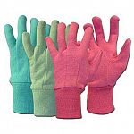 Great for kids who love to garden, these garden gloves are made of jersey and have comfortable fit. Available in pink, blue, and green. Ideal for keeping little hands clean and warm while gardening. May be used for a variety of uses.