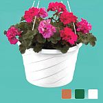 Add a touch of elegance to hanging plants with a contemporary Swirl Hanging Basket. Features an attached outside saucer for indoor or outdoor use.  Akro Mils produces quality durable products that will last.