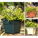 Countryside Planters bring beauty to the outdoor living space of every style home. Deep design square tub patio planter. Lightweight, durable, fade-resistant plastic, coded for recycling. Removable drainage plugs for better plant growth.  10 planters