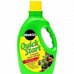 Miracle Gro Quick Start promotes vigorous root growth, reduces transplant shock, and also helps prevent problems from overwatering. 4-12-4 formula. Available in 48 fl. oz. bottle with bottle cap for measuring.