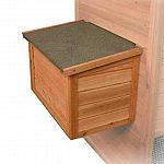 This durable nest box is designed to fit all of the Premium Plus chicken coops. Made of high quality wood with a non-toxic stain. Roof is shingled, lockable, and waterproof. Provides easy access to eggs/