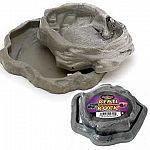 Reptile feeding. This combination feeding dish and water dish is stackable for easy storage and made from durable materials that hold up to the most extreme abuse. Colored to look like natural rock.
