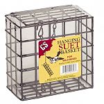 The Double Suet Basket is essential for successful wild bird feeding. Made of vinyl coated black wire, this double wide basket holds two cakes back to back and is easy on bird's feet. Comes with a chain hanger. Size: 2.75 in. x 5.25 in. x 5.25 in. (LxWxH)
