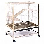 High-end Prevue Small Pet cage. Small wire spacing and solid metal ramps and platforms make this cage ideal for rats, chinchillas and baby ferrets. Large front door and smaller rooftop door allow for easy access to pets.