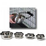 This stainless steel Pet bowl is ideal for any pet who spends time in the crate. Bowl has a patented design. Attach bracket to the crate and snap in the bowl. Bracket helps to keep the food and water from spilling. Available in a variety of sizes.