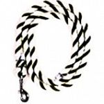 Classic cotton horse lead in 4 different color combinations. Nickel plated snap. Wire clamps on both ends.  6.5 feet.