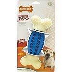 Double Action Dental Chews deliver pure chewing satisfaction! Great bone-shaped football chew has a specially-shaped center with lots of dental nubs that will help clean teeth and massage gums. 8x3 inches
