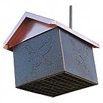 Perfect for year round feeding, the EZ Fill Bottom Suet Feeder is constructed of metal with copper plated roof top that is attractive yet practical. Hold 3 cakes or 1 brick of suet. It has a feed level indicator that comes out of the roof to let you know