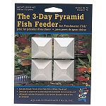 Great for weekends. Slow-release pellets for continuous fish feeding. Patented, pyramid-shaped feeder block contains nutritious, slow-release pellets. Each pellet is a uniformly balanced meal. One pyramid will feed 15 to 20 average-sized fish