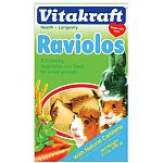 Crunchy bits, filled with healthy vegetables.  Raviolos are a small pet treat loved by many pets and owners across the world. With natural carotene to help your pet enjoy life longer. 3.5 oz.