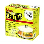 If fleas have infested your home, get rid of them using the Victor Poison-Free Ultimate Flea Trap. This trap features a 7.5 inch diameter base that holds a sticky mat. A light bulb above the mat emits light that attracts fleas.