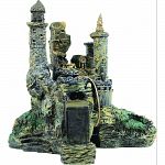 Handcrafted resin, realistic looking abandoned fortress Provides interest, hides and shelter for fish Safe in fresh and saltwater Designed for aquariums, terrariums and most animal habitats Silver tones will illuminate under light