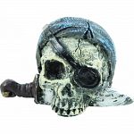Handcrafted resin, realistic looking pirate skulls Provides interest, hides and shelter for fish Safe in fresh and saltwater Designed for aquariums, terrariums and most animal habitats Silver tones will illuminate under light