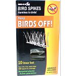 Keep birds off ledges, sills, gutters, air conditioners and so much more! Harmless to birds - birds see the spikes and stay away Tough, high-impact plastic Easy installation - adhesive included Uv protected Made in the usa