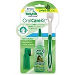 Kit includes mint gel, quickfinger brush and tripleflex toothbrush. Helps remove plaque and tartar and freshen pets breath, cleaning all surfaces in less time.
