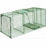 Ideal for live trapping of raccoons, foxes, armadillos and more All steel rod gravity single drop door with bait protected cage mesh Constructed to provide for durability and no harm to animals