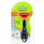 For long hair dogs 21 to 50 pounds. 2.65 inch deshedding edge designed for coats longer than 2 inches. Reduces shedding up to 90 percent. Stainless steel edge reaches beneath topcoat to gently remove undercoat and loose hair. Furejector button cleans and