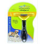 For short hair dogs 51 to 90 pounds. 4 inch deshedding edge designed for coats shorter than 2 inches. Reduces shedding up to 90 percent. Stainless steel edge reaches beneath topcoat to gently remove undercoat and loose hair. Furejector button cleans and r