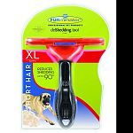 For short hair dogs over 90 pounds. 5 inch deshedding edge designed for coats shorter than 2 inches. Reduces shedding up to 90 percent. Stainless steel edge reaches beneath topcoat to gently remove undercoat and loose hair. Furejector button cleans and re