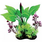 Realistic grouping of plants with natural colors and textures. Can be used individually or placed with others to create dense, aquatic jungle. Durable plastic foliage is easy to place and maintain. Heavy, dark, ceramic anchorbase keeps arrangement in plac