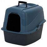 Petmate Basic Hooded Litter Pan has a raised-back pan which contains litter scatter & spray in rear area, wide entrance with lower front allows easy entrance & exit, wide allows for easy in-and-out access for cats.