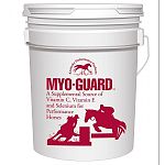  Protect your horse's muscular system with Myo-Guard. The ingredients in Myo-Guard decrease muscle soreness and stiffness during an exercise bout and reduce the recovery time following intense work. Myo-Guard stops muscle problems before they st