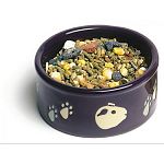 The Guinea Pig Pawprint Food Dish by Super Pet is made of durable twice baked ceramic and makes a great dish for treats and food. Size is 4.25 inches in diameter. The design of pawprints and guinea pig faces circles around the middle.