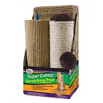 The Four Paws sisal/carpet scratching post measures an impressive 21 inches height when assembled.  The post is laden with a cat’s two favorite scratching surfaces-sisal and carpet.