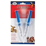 Four Paws Easy Feeder Syringe 2-Pack is a Pair of syringes with nipple and tapered tips for feeding medications and formulas to small animals. Nipple tip for feeding thinner medications and formulas.