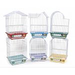 Small bird cage, 11 x 9 x 16 in assorted colors.