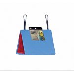 Sturdy tent-like shelter offers birds a place to hide, play and sleep. Plastic inserts in side and bottom help maintain shape and fabric is machine washable. Sewn-in hooks allow for easy insertion into cage. Comes in assorted colors.
