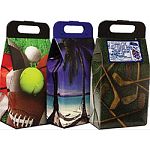 Each case features 4 sports themed, 4 palm trees, and 4 golf themed 12 pack coolers Just add ice! Leak proof, unbreakable, reusable Made in the usa