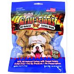 100% all-natural beef, chicken and turkey treats. Mixed with antioxidant-rich sweet potato and come in regular or bite size to suit any dog. Made in the usa Soy free, gluten free, and with no additives or preservatives