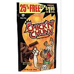 Dogs will go wild for Chick'N'Chunx! That's because the deliciously satisfying taste of chicken is sealed in every mouth-watering bite. Your dog's senses will go wild when you open the bag and treat him to Chick'N'Chunx! Case of 10 packages.