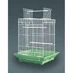 Features a uniquely molded plastic base with built-in seed guard and pull-out bottom grille. Lower-positioned cups help contain mess and keep the cage area free of debris. Cages include 2 plastic cups, 2 perches and are designed forparakeets, cockatiels a
