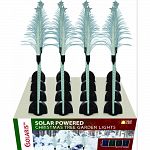 Solar fiber, christmas tree shaped tops with motion led lighted stakes Contains: 4 white, 4 green, 4 red, and 4 blue led lights Actual size: 6 lx6 wx40 h