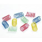 Made to jump when your cat paws these springs, your cat will have hours of fun playing with these silly springs. Made of plastic and contains no metal wire for safety. Sold in a pack of 10 colorful, wide springs.