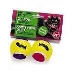 Get your cat to run around the house and get some exercise with these fun tennis balls by Ethical. Scented with catnip, each ball has a bell inside for hours of noisy fun. Great for both interactive and solo play with your cat.