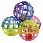 Each of these fun little balls has a bell that is fun to hear when batted around by your cat. Lattice balls are easy for your cat to play with and provide hours of entertainment. Sold in pack of four assorted colored balls.
