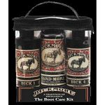 The Boot Care Kit includes: one 8 oz bottle of Bick 1, one 8 oz bottle of Bick 4, and one 5.5 oz bottle of Boot-Gard, and a reusable application cloth, all package in an attractive clear case with a handle and zipper closer.
