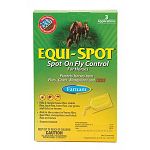 Equispot kills and repels house flies, stable flies, face flies, horn flies, eye gnats, and ticks on horses. Farnam Equispot also aids in the control of horse flies, deer flies, mosquitoes and black flies on horses. 36 applications total.