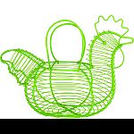Basket allow you to collect and display eggs with country charm Basket is a rooster shape with wings that fold to form sturdy handle Holds 1 dozen eggs Durable steel construction Dimensions: 11.25 w x 7 d x 8 h